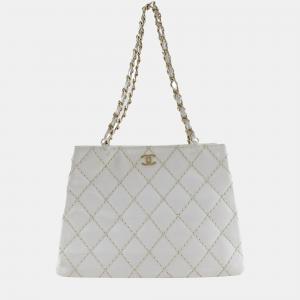 Chanel White Leather CC Bag