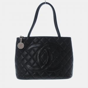 Chanel Black Leather Medaillon tote