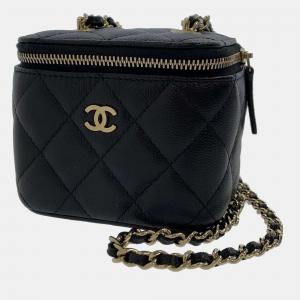 Chanel Black Leather Mini Vanity Case Shoulder Bag