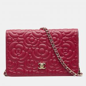 Chanel Red Camellia Wallet On Chain