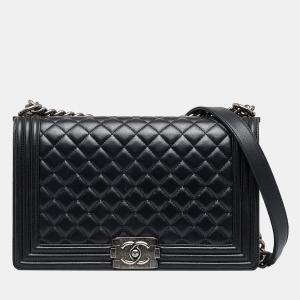 Chanel Black Large Lambskin Boy Bag