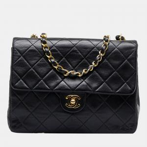 Chanel Black Medium Classic Lambskin Single Flap Bag