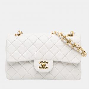 Chanel White Small Classic Lambskin Double Flap