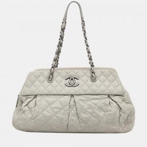 Chanel White Chic Quilt Bowling Bag