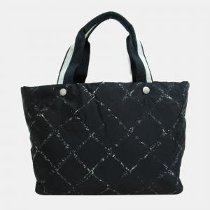 Chanel Black Canvas Old Travel Line Tote Bag