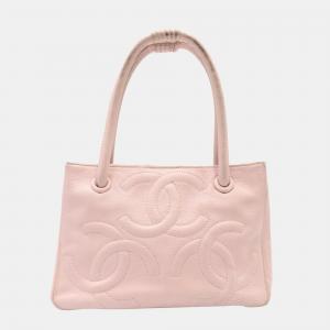 Chanel Pink Leather Triple CC Caviar Handbag