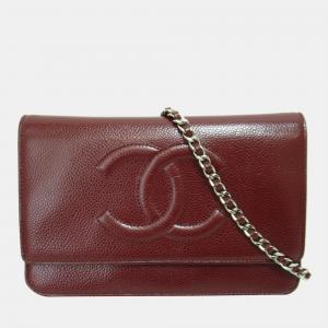 Chanel Red Caviar Leather CC Flap Shoulder Bag