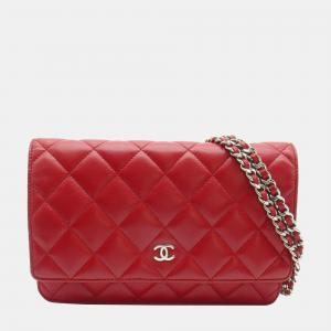 Chanel Red Quilted Leather cc Single Flap Bag