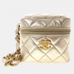 Chanel Gold Leather Vanity Case