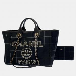 Chanel Black Deauville Large Shopping Bag