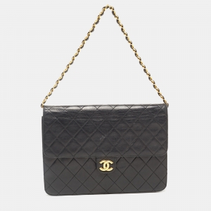 Chanel Black Leather Vintage CC Square Flap Shoulder Bag