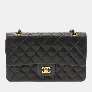 Chanel Black Leather Medium Classic Double Flap Shoulder Bag