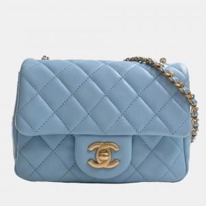 Chanel Blue Leather Pearl Crush Leather Mini Flap Bag