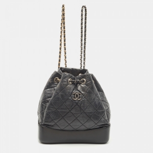 Chanel Black Quilted Aged Leather Small Gabrielle Backpack