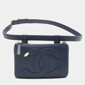 Chanel Navy Blue Leather CC Mania Waist Bag