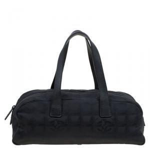 Pre Owned Chanel Black Nylon CC Logo Travel Line Satchel