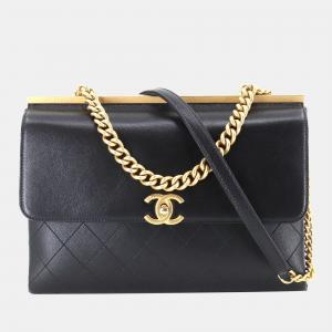 Chanel Black Leather Coco Luxe Shoulder Bag