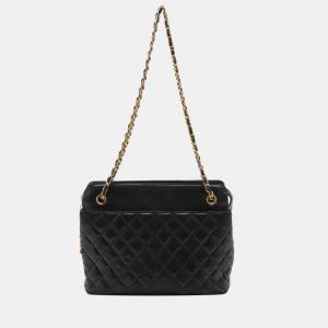 Chanel Matelasse Ram leather Chain tote bag Black Gold Metal fittings 1328872