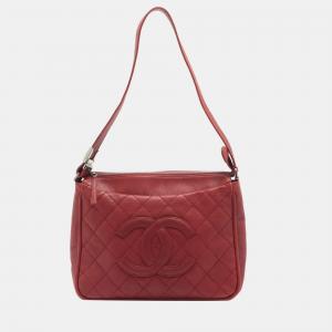 Chanel Matelasse Ram leather Shoulder bag Red Silver Metal fittings 11002552