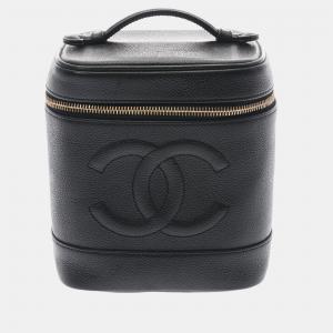 Chanel Black Leather Timeless CC Vanity Case Clutch Bag