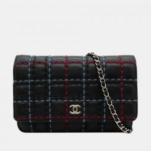 Chanel Black Wild Stitch Wallet on Chain Crossbody Bag