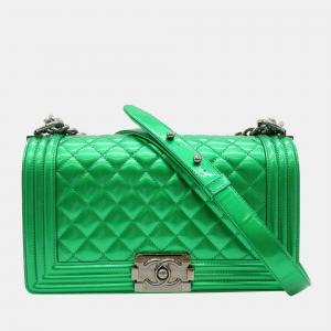 Chanel Green Medium Classic Patent Le Boy Flap Bag Shoulder Bag