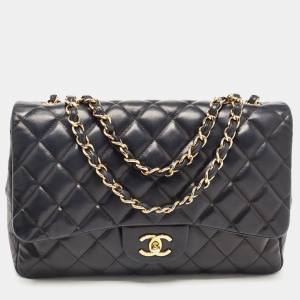 Chanel Black Quilted Leather Jumbo Classic Single Flap Bag