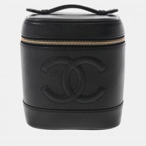 Chanel Black Leather Timeless CC Vanity Case Clutch Bag