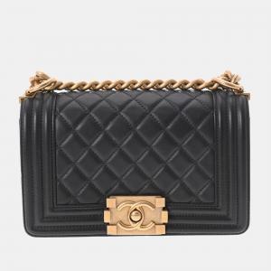 Chanel Black Leather Small Boy Flap Shoulder Bag