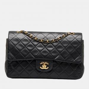 Chanel Black Leather Medium Classic Double Flap Shoulder Bag