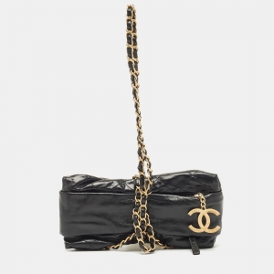 Pre Owned Chanel Black Quilted Leather Paris-Bombay Baluchon Bag