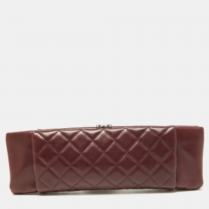 Pre Owned Chanel Burgundy Quilted Leather CC Long Clutch