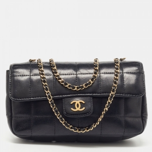 Pre Owned Chanel Black Bar Quilted Leather Mini CC Flap Bag