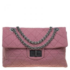 Pre Owned Chanel Pink Quilted Fabric Limited Edition XXL Reissue Travel Bag