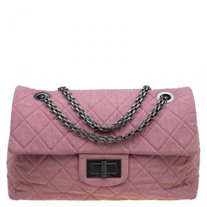 Chanel Pink Quilted Fabric Limited Edition XXL Reissue Travel Bag