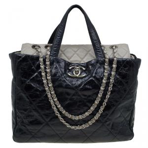 Pre Owned Chanel Black Quilted Glazed Leather Portobello Tote 