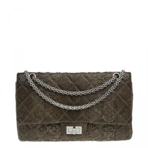 مملوكة مسبقًا Chanel Grey Quilted Python Reissue 2.55 Classic Flap Bag