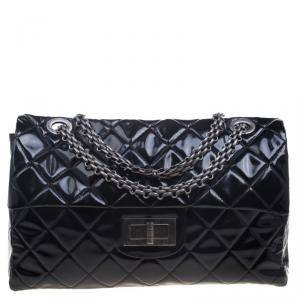 Chanel Black Quilted Patent Leather XXL Reissue Travel Bag