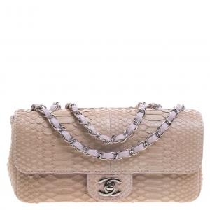 Pre Owned Chanel Lilac Python Small Classic Single Flap Bag