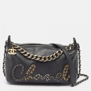 Chanel Black Leather Chain Signature Bag