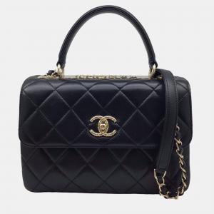Chanel Black Leather Large Trendy CC Top Handle Bags