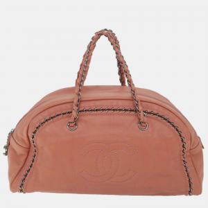 Chanel Peach Leather Medium Luxe Ligne Satchel
