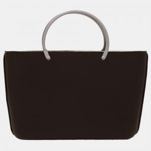 Chanel Brown Synthetic Metal Handle Tote