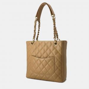 Chanel Beige Leather Petit Shopping Tote Bag