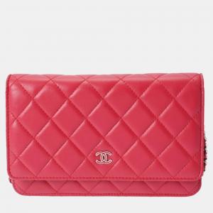Chanel Pink Leather Classic Wallet on Chain