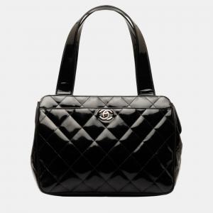 Chanel Black Quilted Patent Handbag