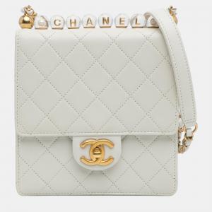 Chanel White Small Chic Pearls Flap