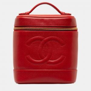 Chanel Red CC Caviar Vanity Case