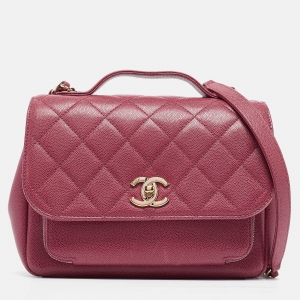 Pre Owned Chanel Punch Pink Caviar Leather Business Affinity Chain Flap Bag
