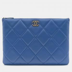 Chanel Blue Lambskin Leather 19 Clutch Bag